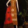 Ajrakh organic dyed handblock printed 2 pc patchwork Unstitched suit